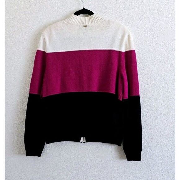 St. John Collection Wool Blend Size XL Color Block Zip-Up Cardigan Sweater - Picture 4 of 14